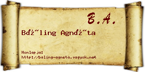 Báling Agnéta névjegykártya
